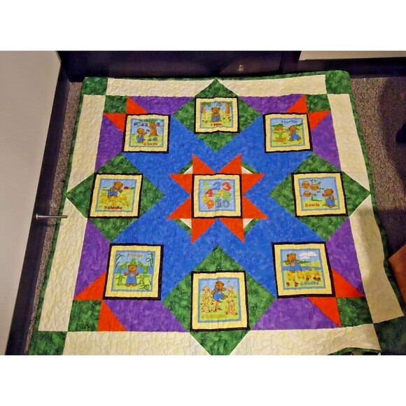 Handmade Baby Quilt Crib Blanket Counting Teddy Bears Colorful 47"x46" - Picture 2 of 4